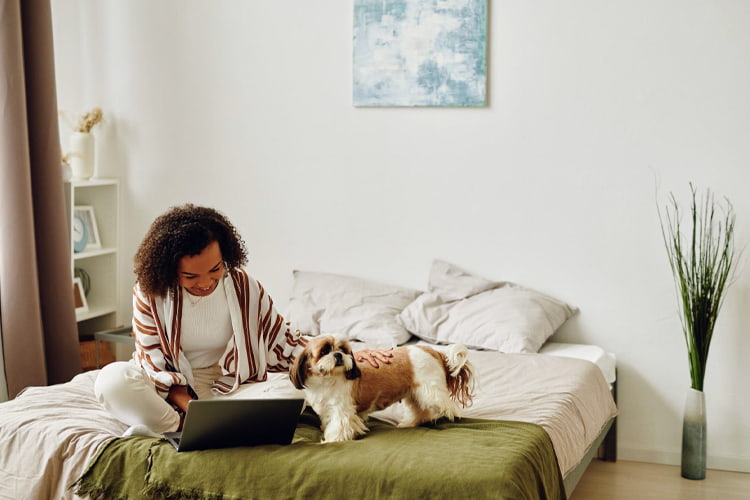 Wealth management person with dog