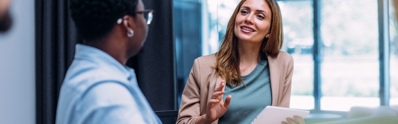 Two business women having a meeting